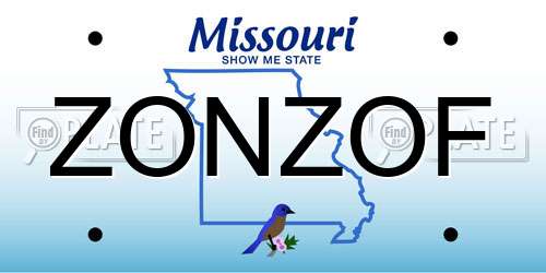 ZONZOF Missouri License Plate