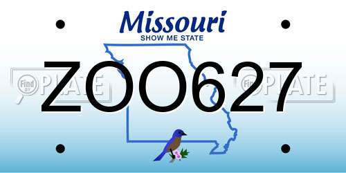 ZOO627 Missouri License Plate