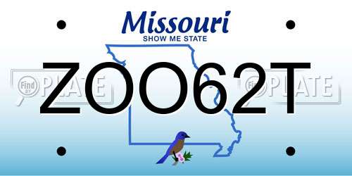 ZOO62T Missouri License Plate