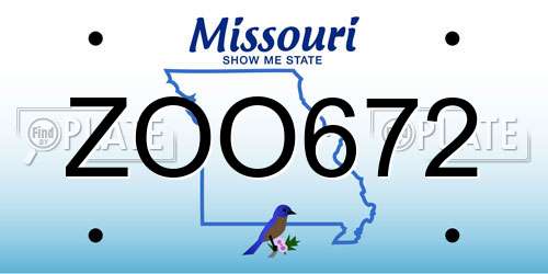 ZOO672 Missouri License Plate