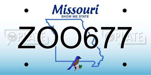ZOO677 Missouri License Plate