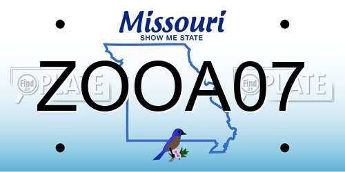ZOOA07 Missouri License Plate
