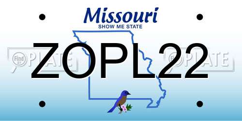ZOPL22 Missouri License Plate