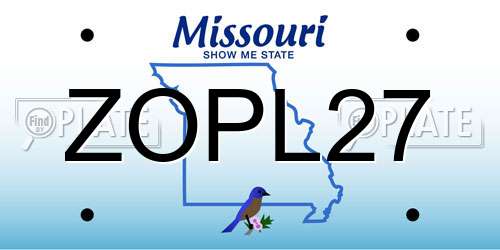 ZOPL27 Missouri License Plate