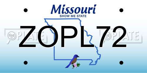 ZOPL72 Missouri License Plate