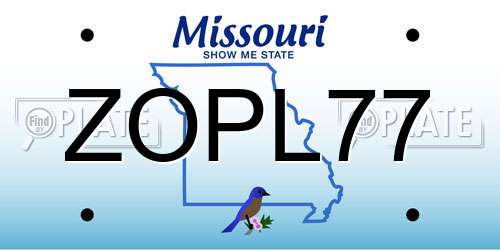ZOPL77 Missouri License Plate