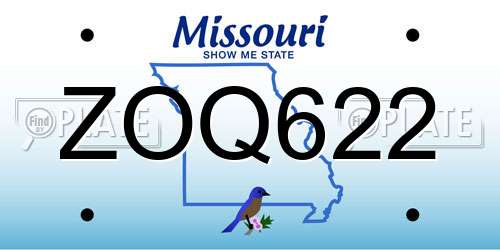ZOQ622 Missouri License Plate