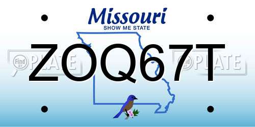 ZOQ67T Missouri License Plate