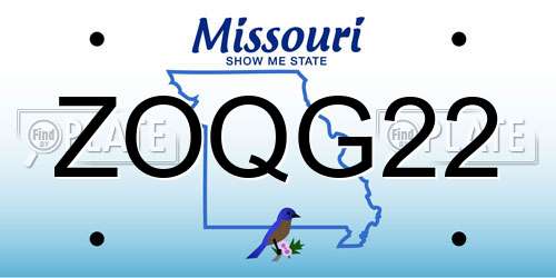 ZOQG22 Missouri License Plate