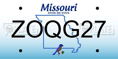 ZOQG27 Missouri License Plate