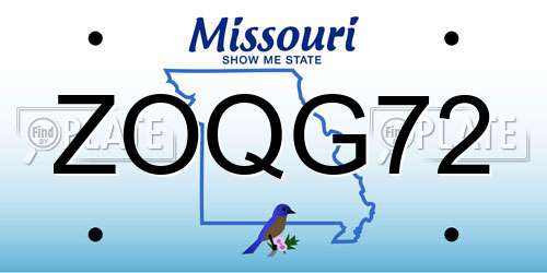 ZOQG72 Missouri License Plate