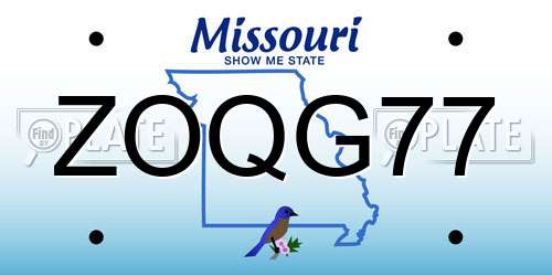 ZOQG77 Missouri License Plate