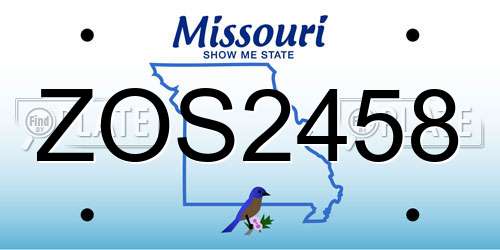 ZOS2458 Missouri License Plate