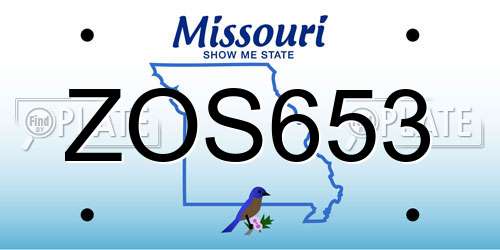 ZOS653 Missouri License Plate