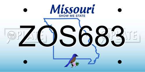 ZOS683 Missouri License Plate