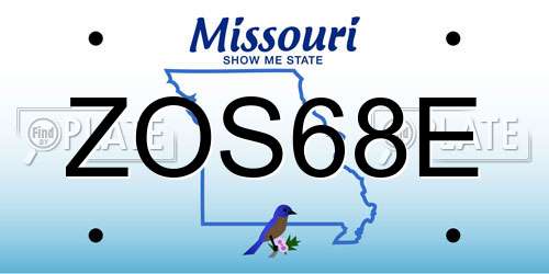 ZOS68E Missouri License Plate