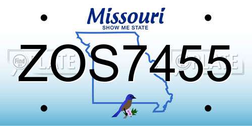 ZOS7455 Missouri License Plate