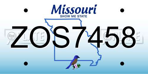 ZOS7458 Missouri License Plate