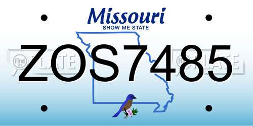 ZOS7485 Missouri License Plate