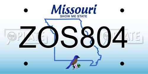 ZOS804 Missouri License Plate