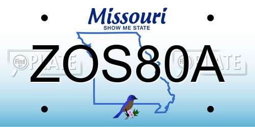 ZOS80A Missouri License Plate