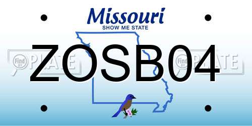 ZOSB04 Missouri License Plate