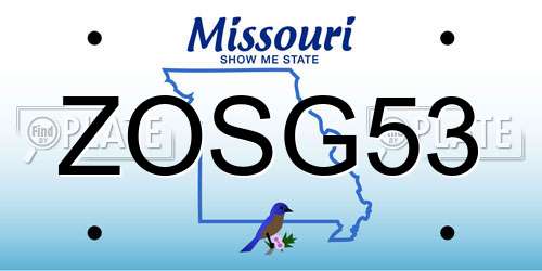 ZOSG53 Missouri License Plate