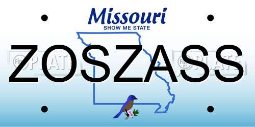 ZOSZASS Missouri License Plate