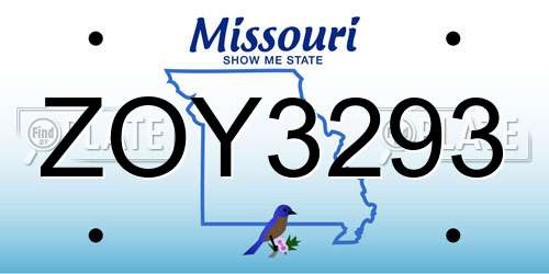 ZOY3293 Missouri License Plate