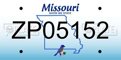 ZP05152 Missouri License Plate