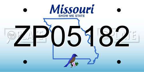 ZP05182 Missouri License Plate