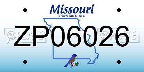 ZP06026 Missouri License Plate