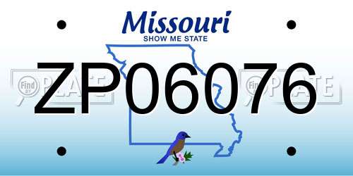 ZP06076 Missouri License Plate