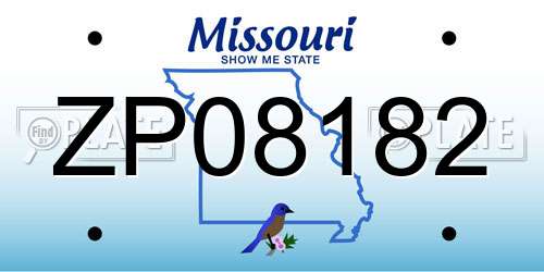 ZP08182 Missouri License Plate
