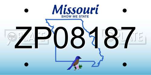 ZP08187 Missouri License Plate