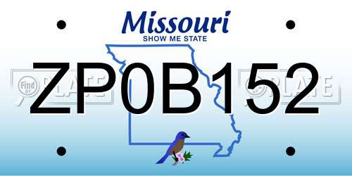 ZP0B152 Missouri License Plate
