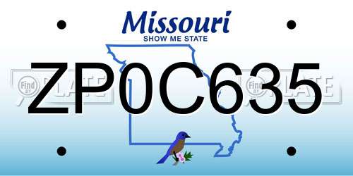 ZP0C635 Missouri License Plate