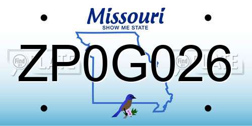 ZP0G026 Missouri License Plate