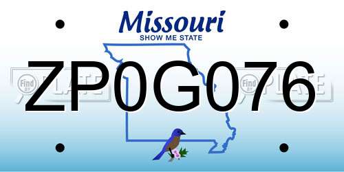 ZP0G076 Missouri License Plate