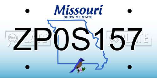 ZP0S157 Missouri License Plate