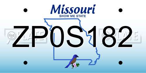 ZP0S182 Missouri License Plate