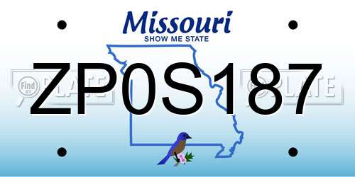 ZP0S187 Missouri License Plate