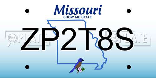 ZP2T8S Missouri License Plate