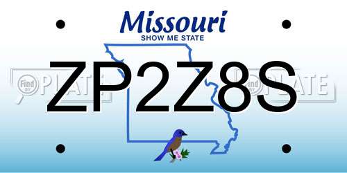 ZP2Z8S Missouri License Plate