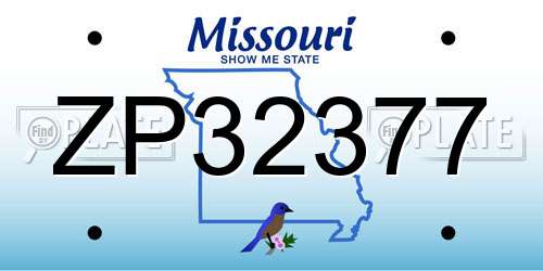 ZP32377 Missouri License Plate