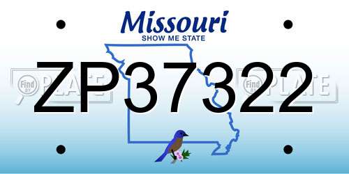 ZP37322 Missouri License Plate