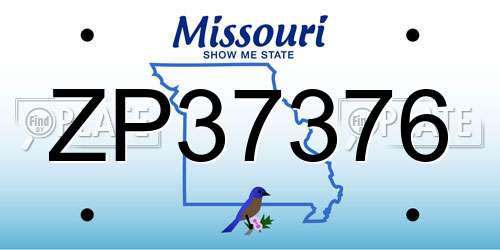 ZP37376 Missouri License Plate