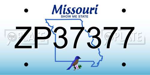 ZP37377 Missouri License Plate