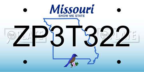 ZP3T322 Missouri License Plate