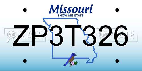 ZP3T326 Missouri License Plate